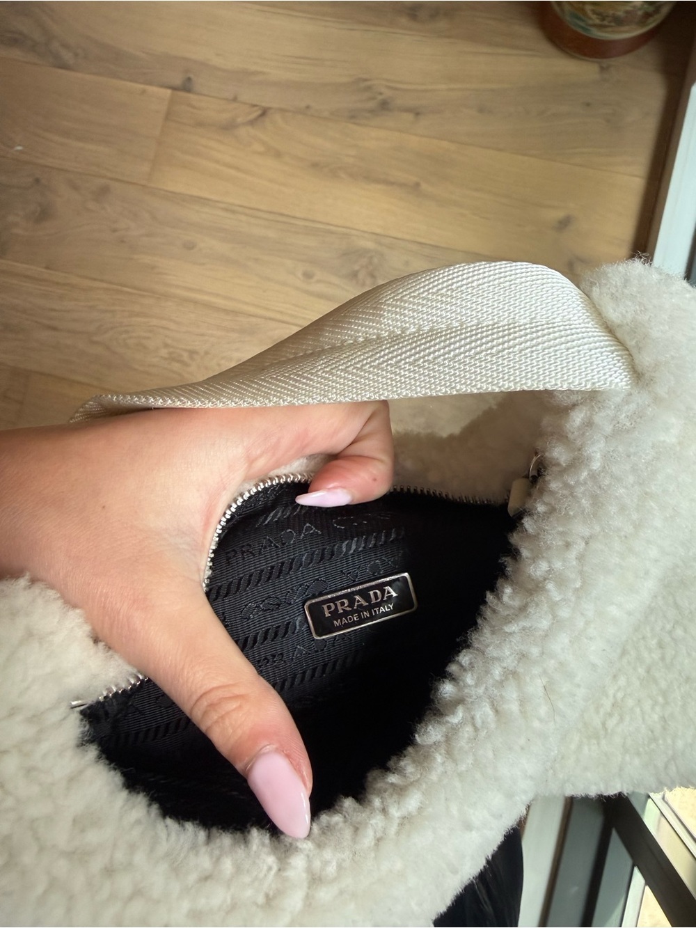 Prada White Shearling Mini Bag - Picture 6 of 7